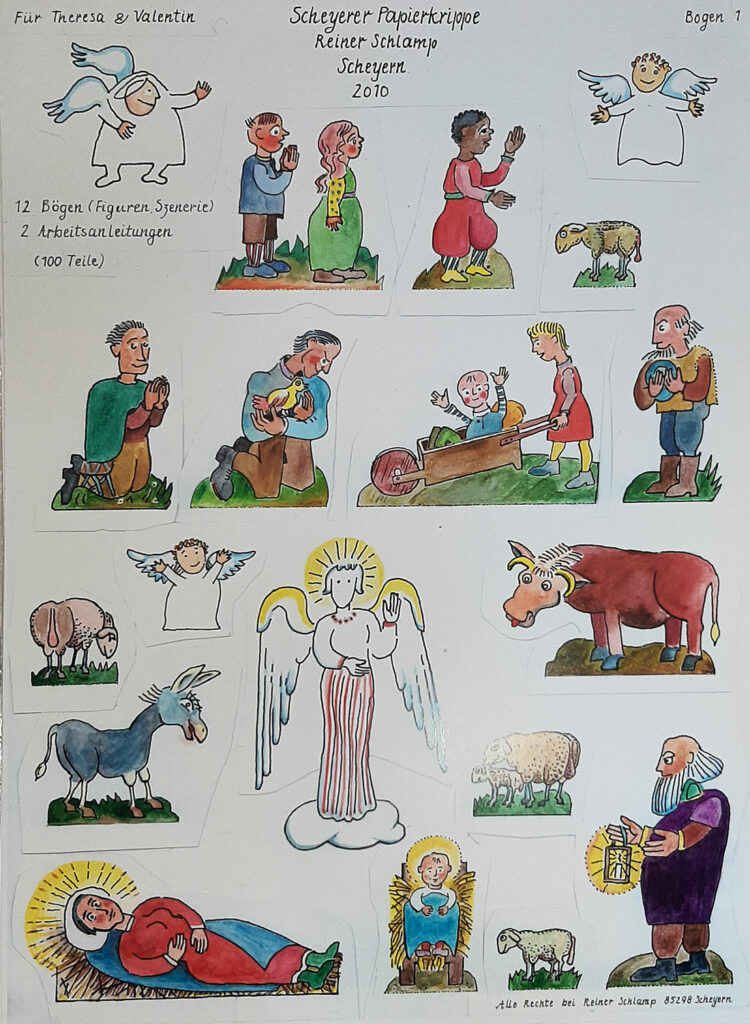 Ausschneidebögen die Geburt im Stall